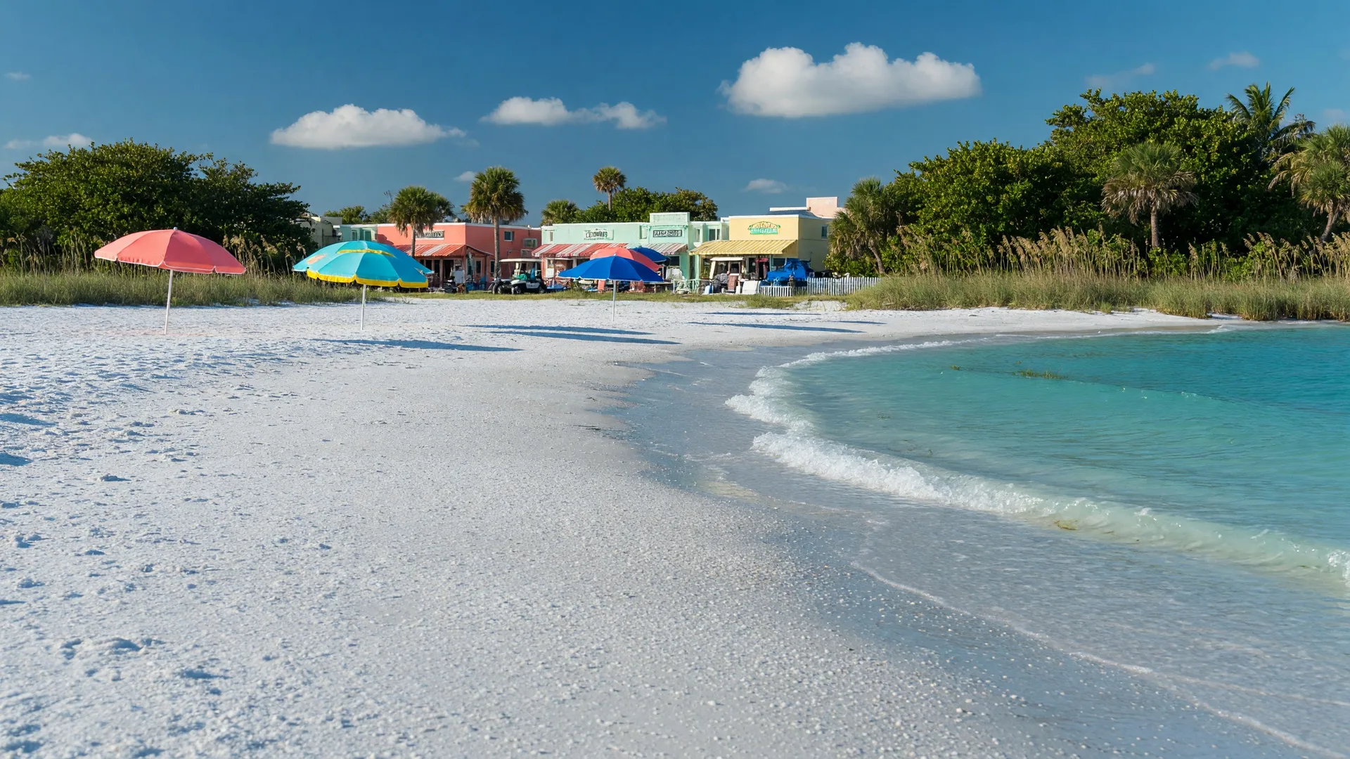 Siesta Key Beach with brilliant white quartz-crystal sand and turquoise Gulf waters