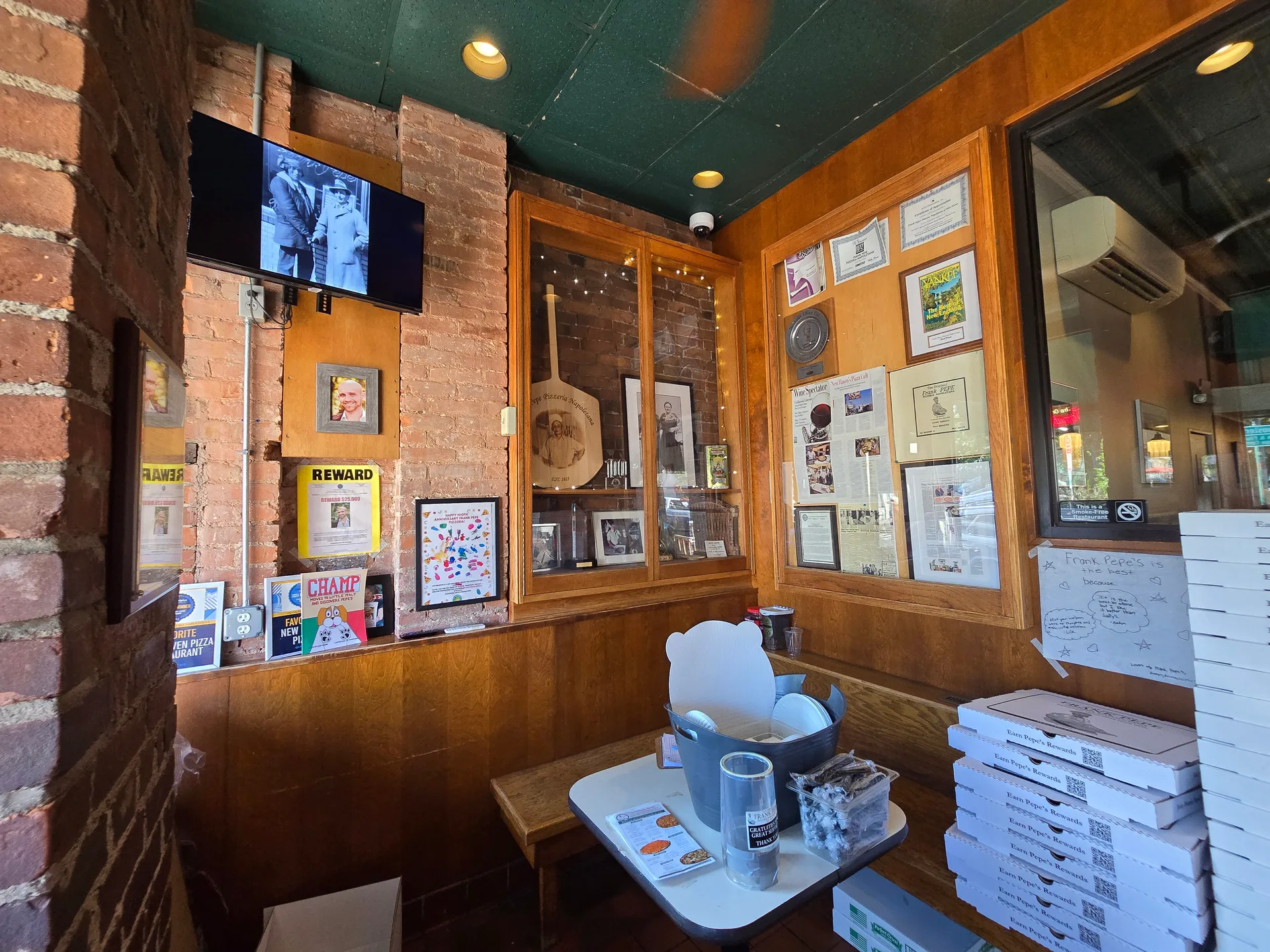 Inside Pepe's — historical memorabilia and the original 1925 atmosphere