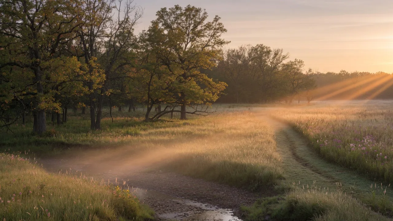 Wisconsin hunting land with forest edge and morning light