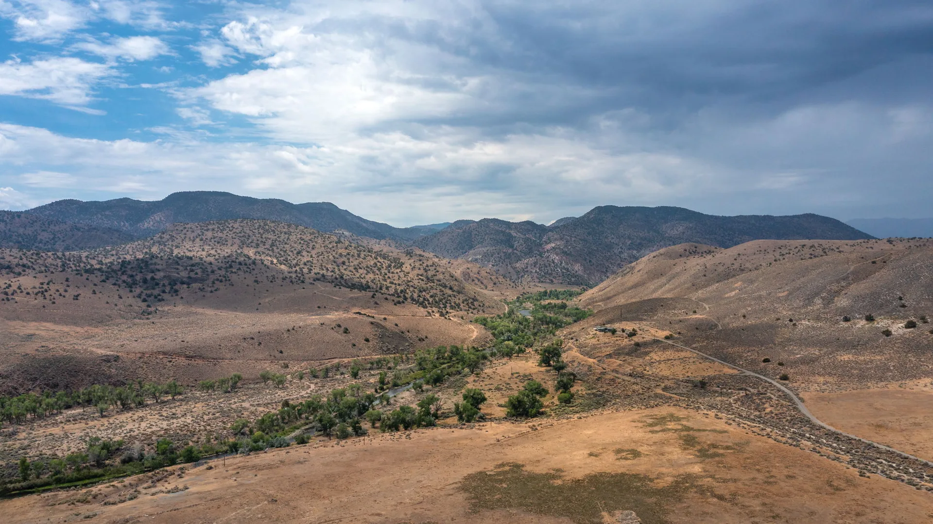 Aerial view of the mountain landscape surrounding Dayton, Nevada