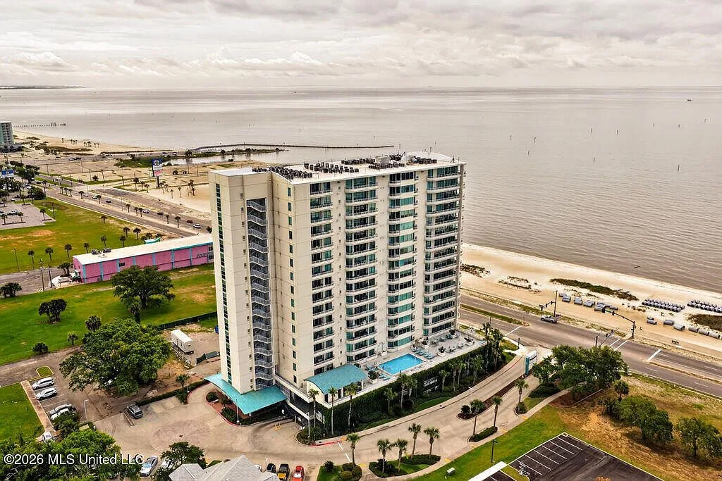 Aerial view of Ocean Club condominium complex
