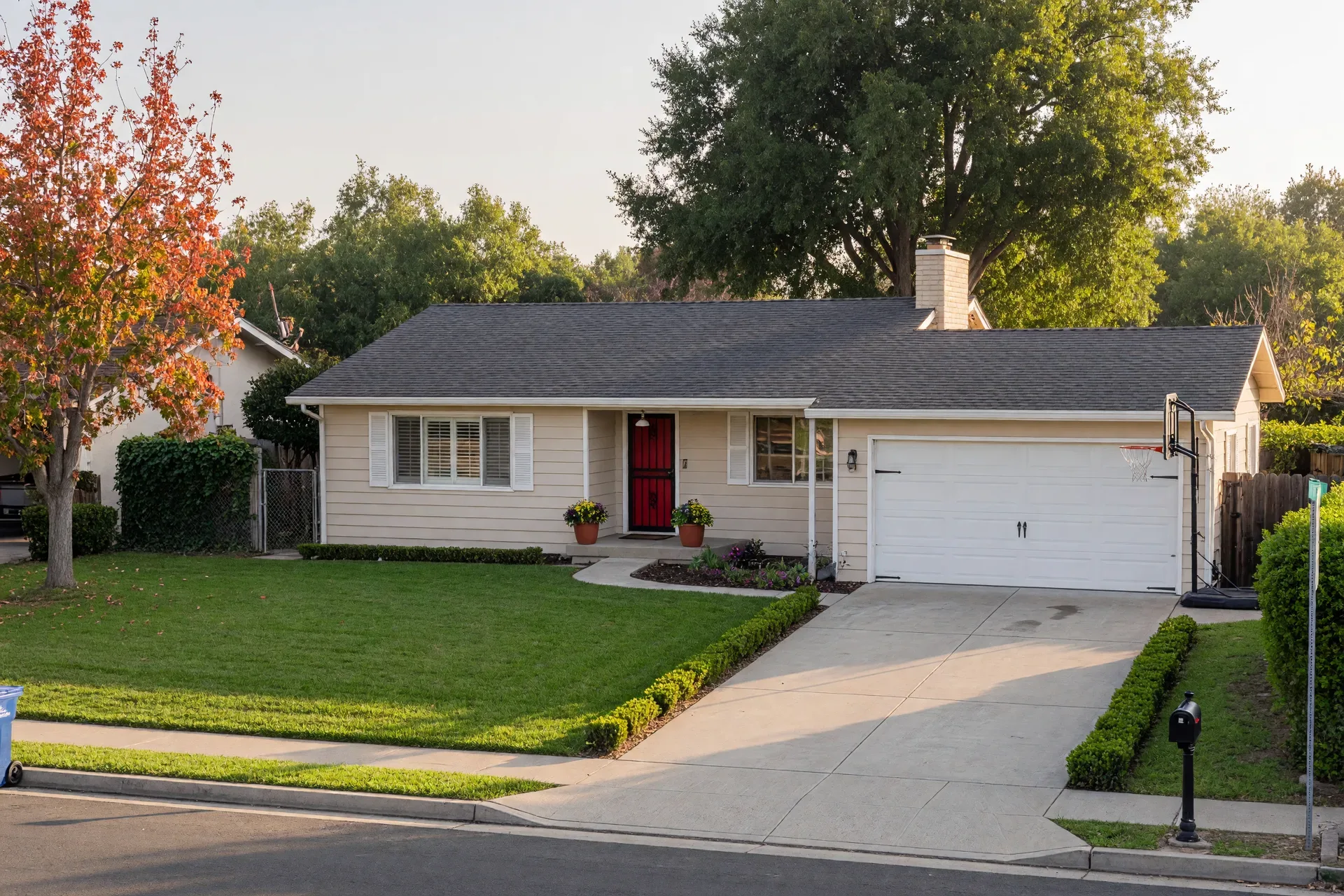Illustrative Silicon Valley ranch-style home; the countywide median price does not identify one standard home type