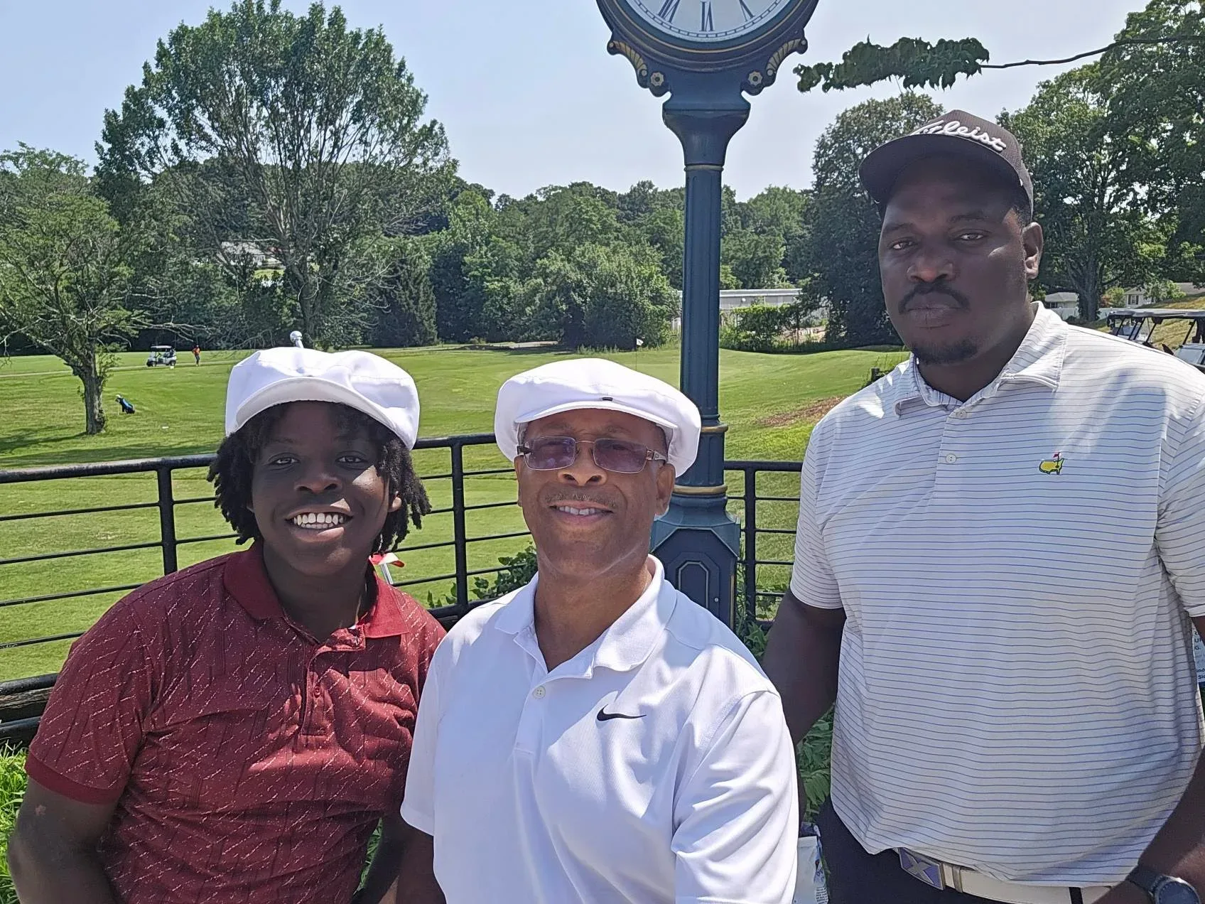 Golfers enjoying fellowship on the course at the 82nd Annual Knickerbocker Golf Club Tournament