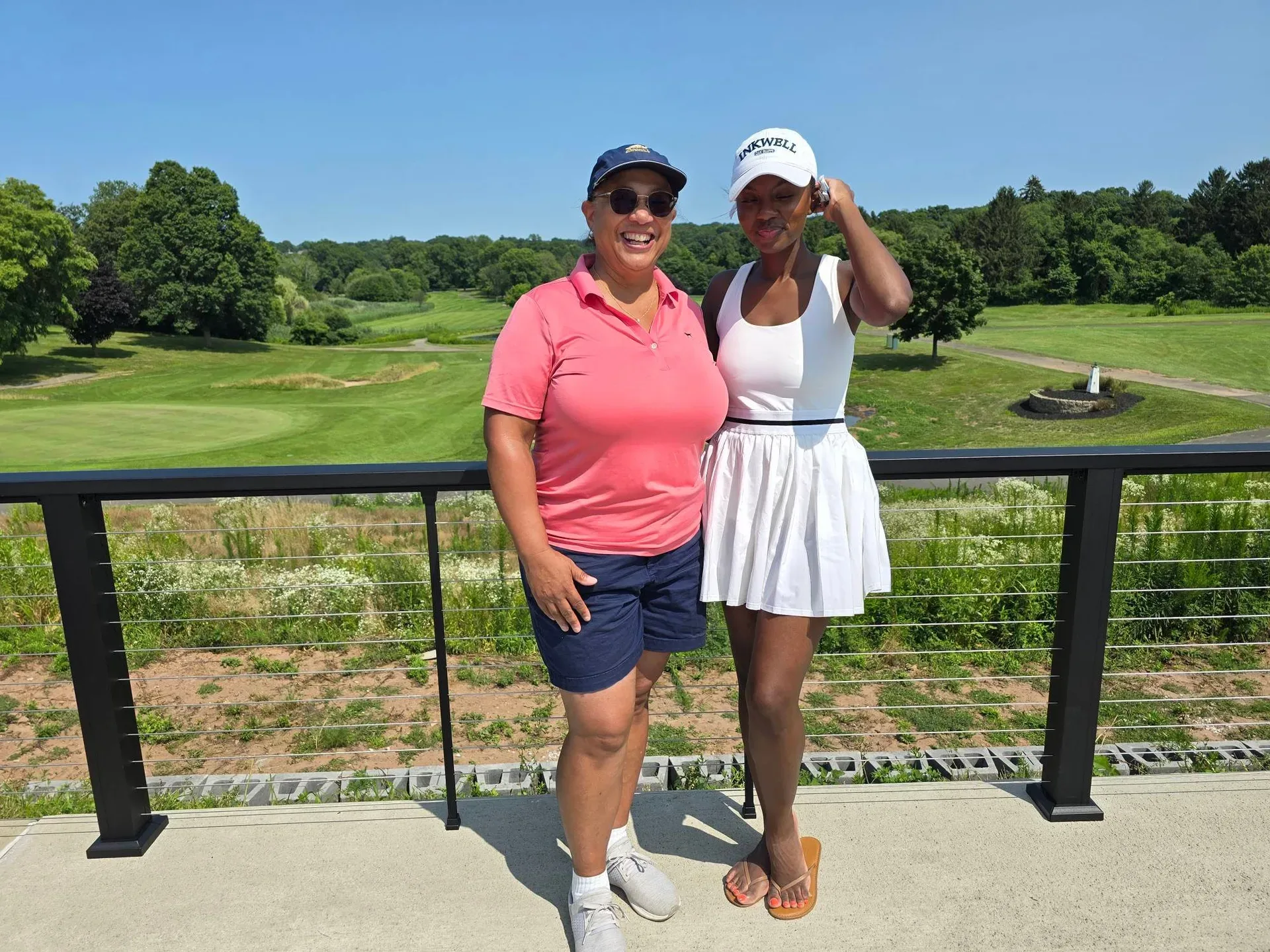 Guests enjoy the terrace view at the Alling Memorial Golf Club during the Knickerbocker tournament