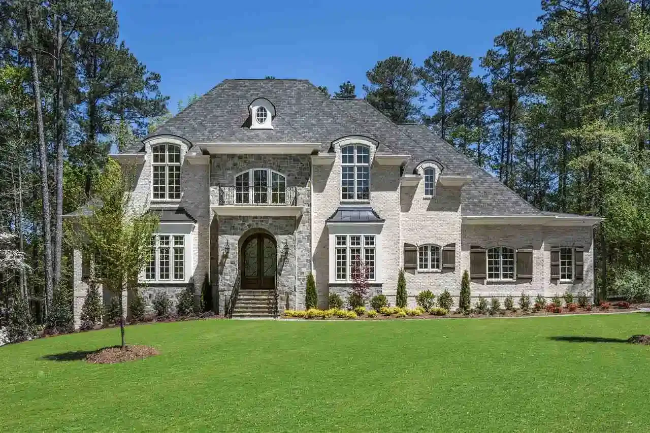 Stone and brick facade home in MacGregor Downs, Cary NC