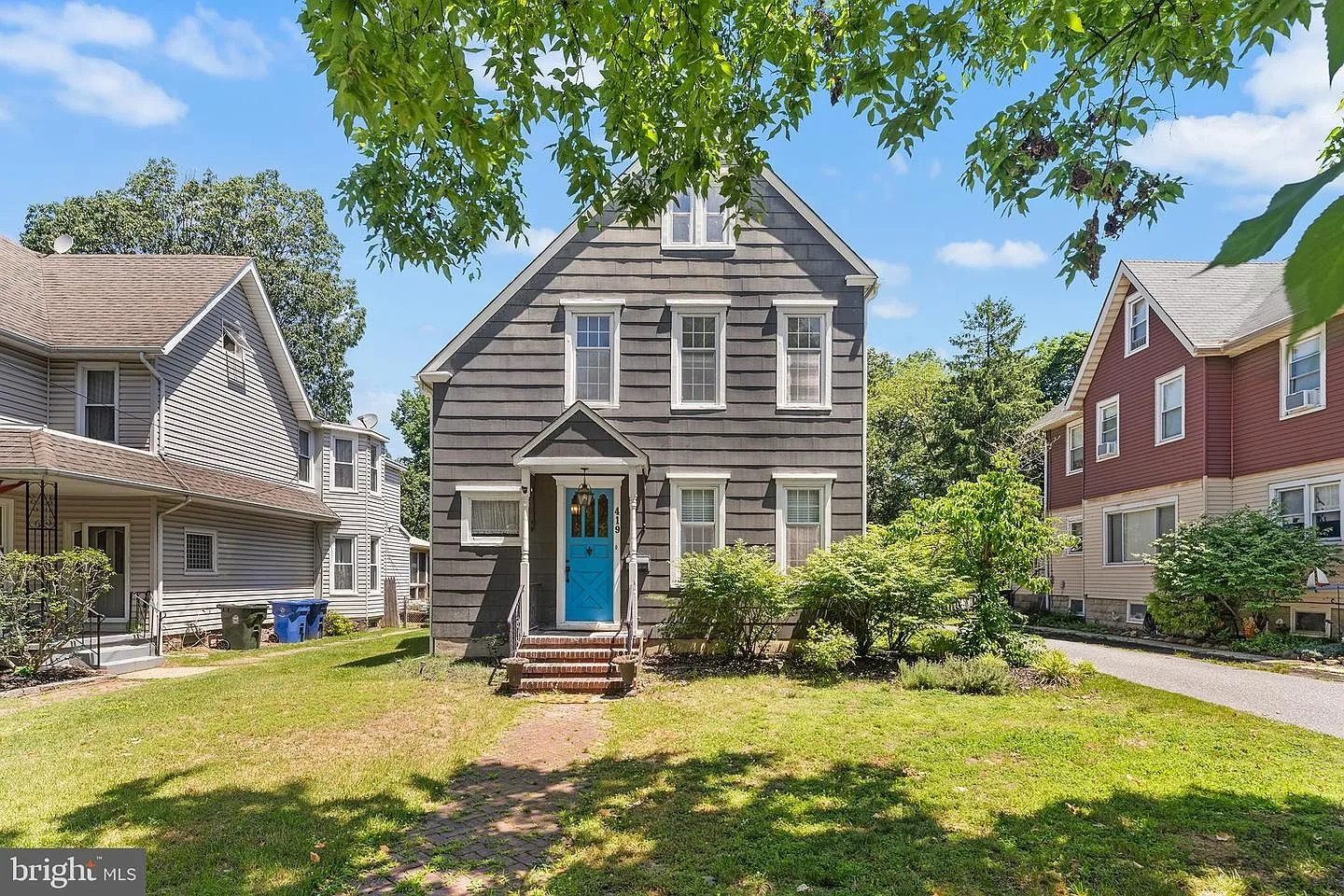 Front exterior view of 419 Elm Ave, a beautifully restored Victorian home in Riverton, NJ