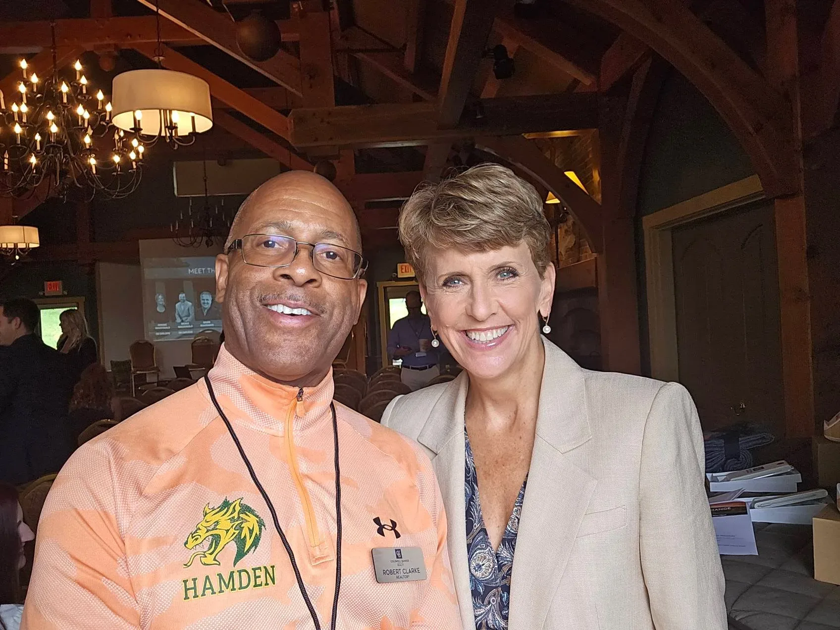 Robert Clarke with the Coldwell Banker Affiliates President at the Agent Exchange in Stowe, Vermont