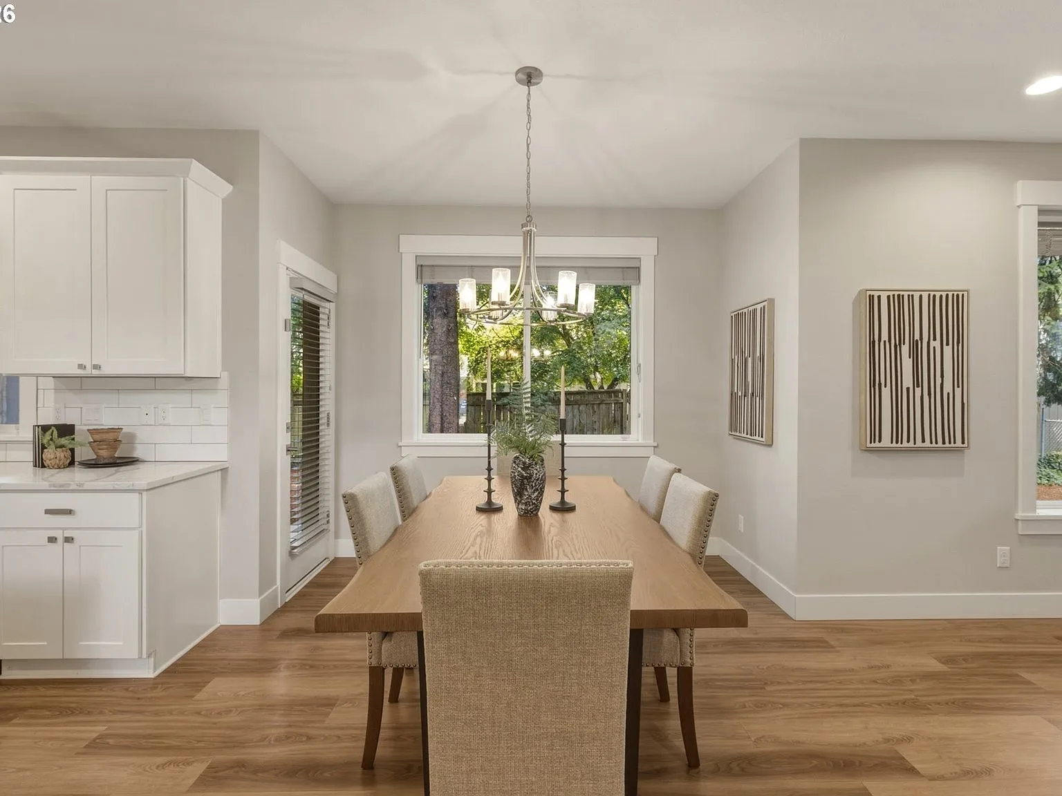 Dining area with large windows