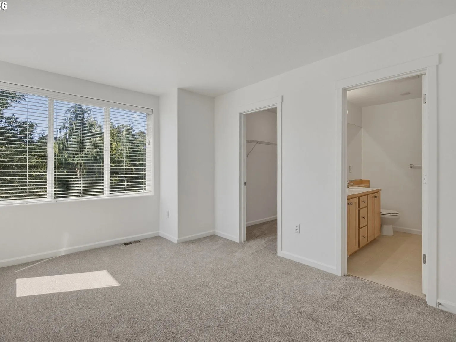 Primary bedroom with ensuite bathroom and walk-in closet