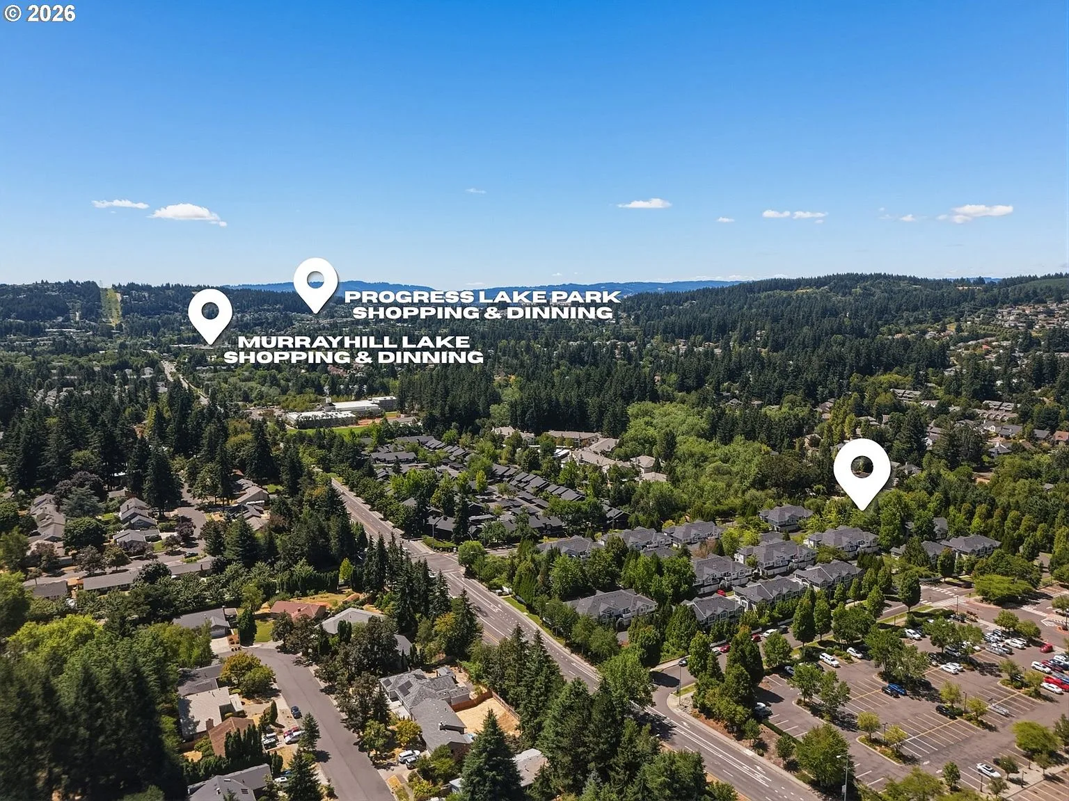 Aerial view of Sexton Mountain neighborhood in Beaverton, Oregon