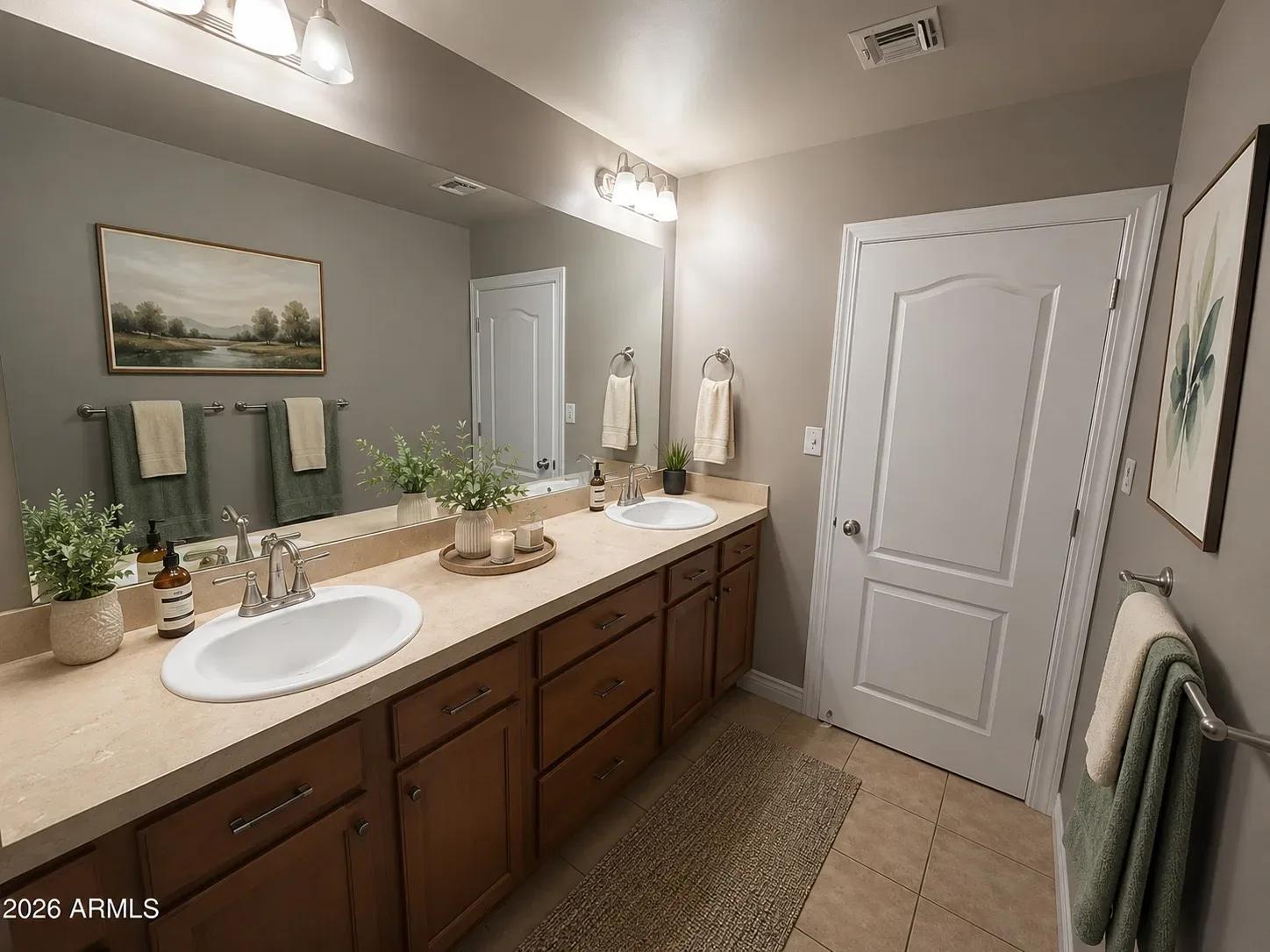 Primary bathroom with dual vanity