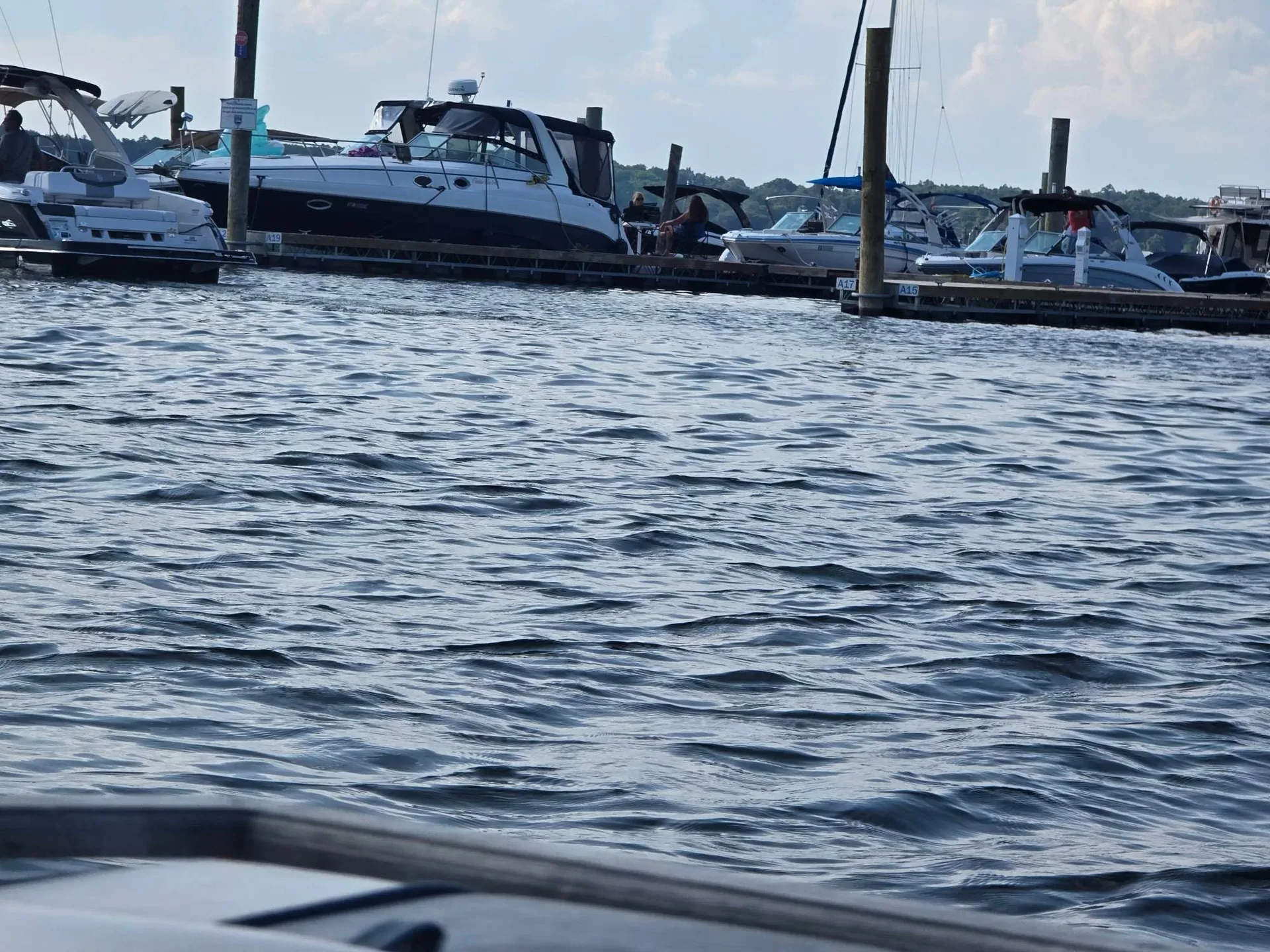 Boats docked at the Burlington marina on Lake Champlain