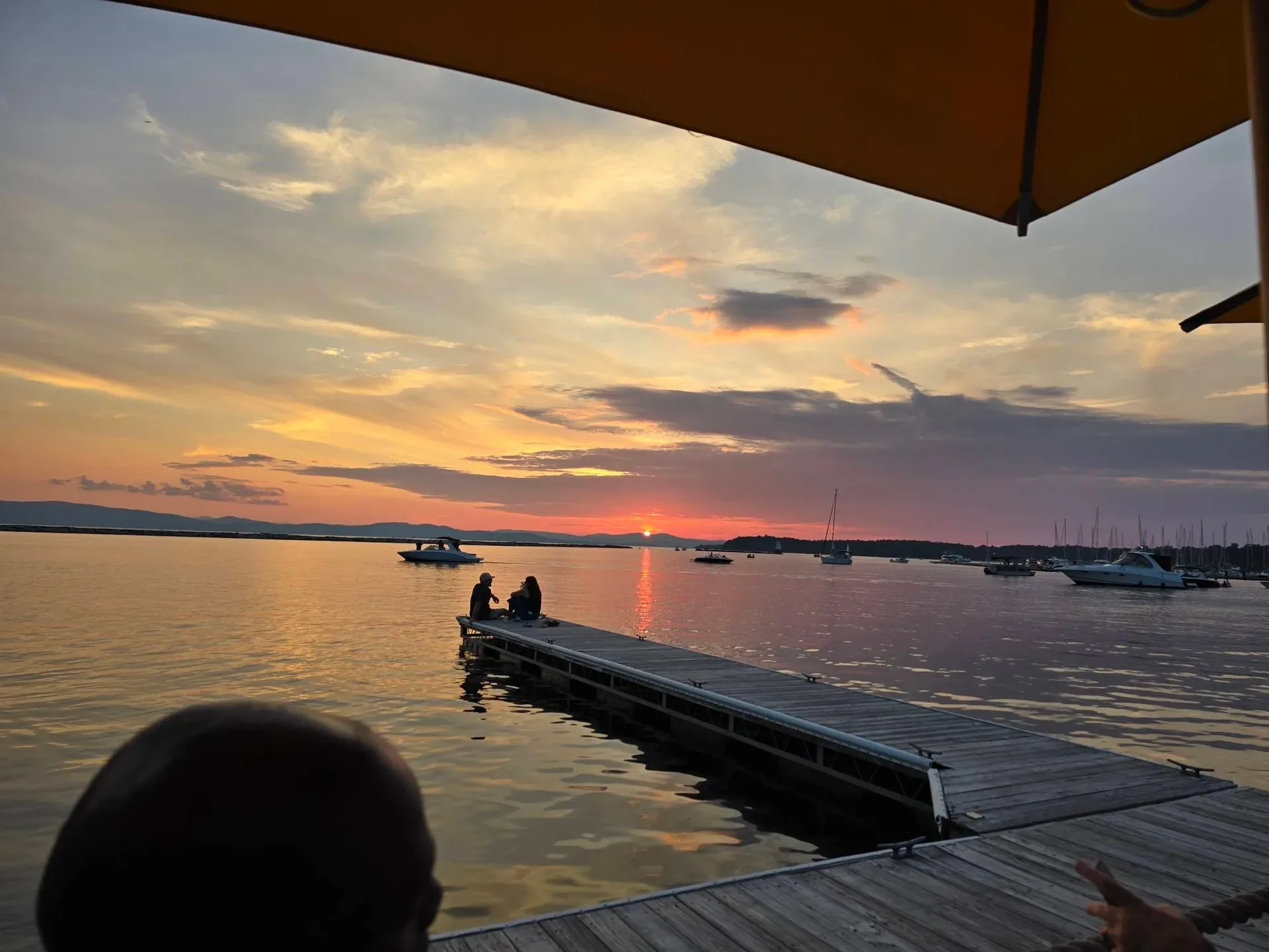 A stunning sunset over Lake Champlain from the Burlington waterfront