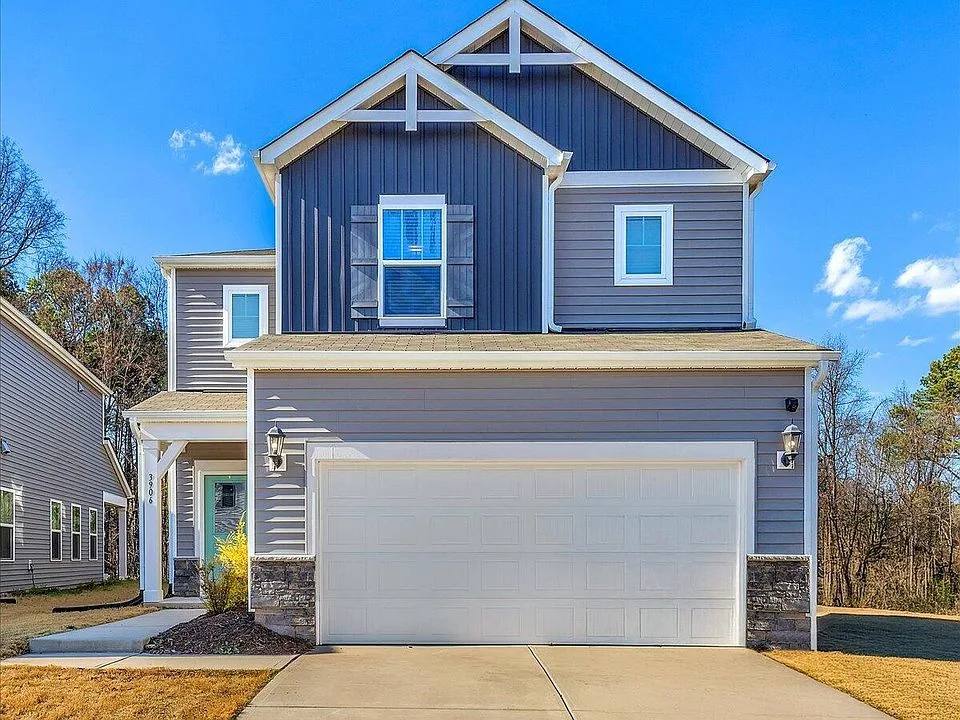 Contemporary two-story home facade in Ellis Crossing, Durham