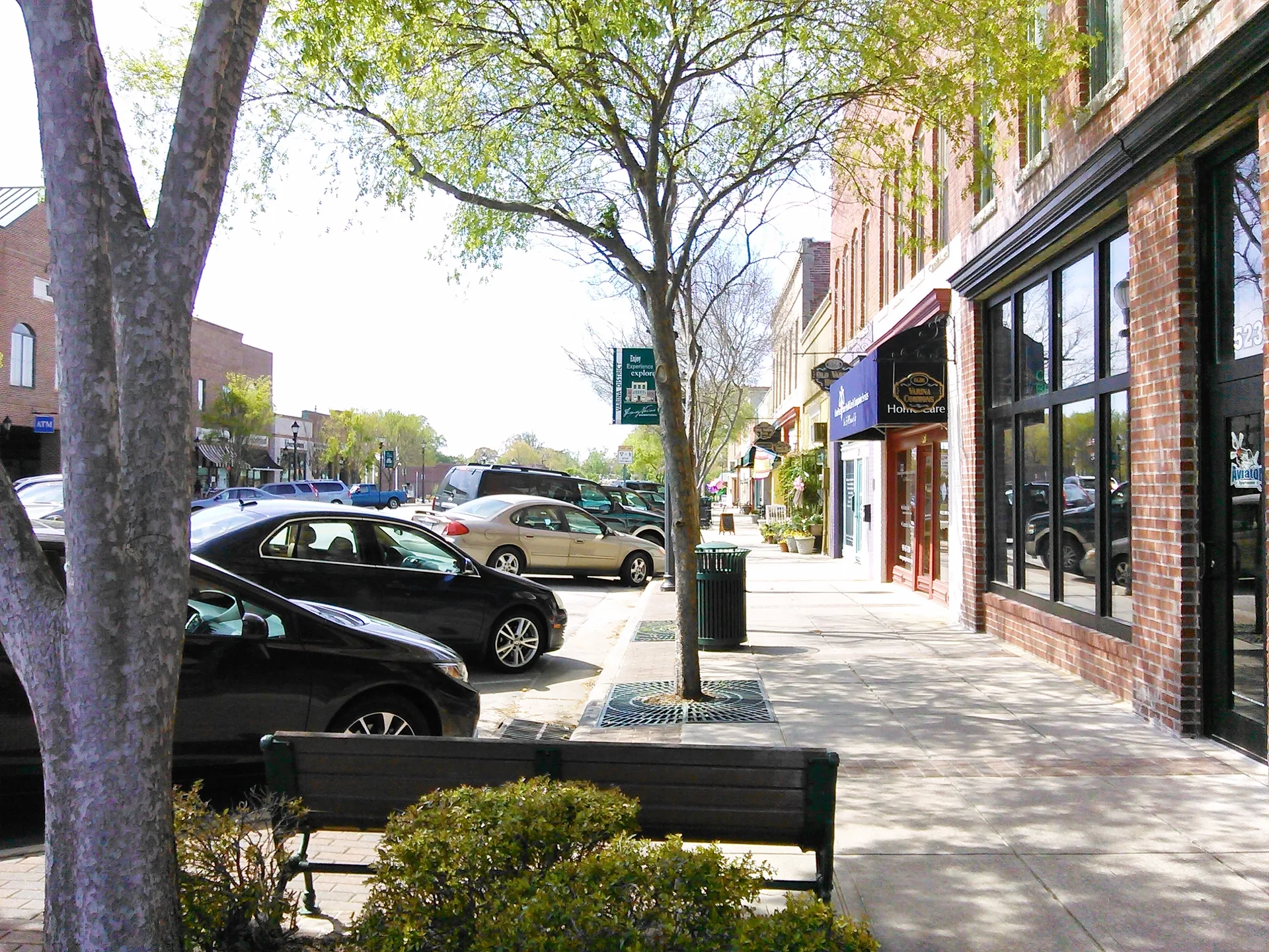 Historic downtown Fuquay-Varina street with local shops and restaurants