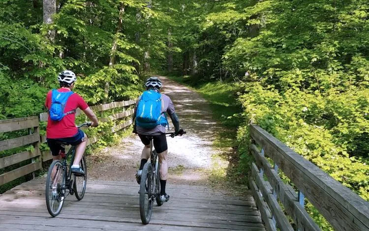 Wooded bike trail through the forests near Durham