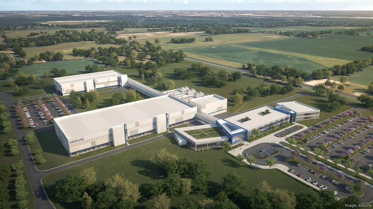 Aerial view of the AbbVie biomanufacturing campus in Durham, NC