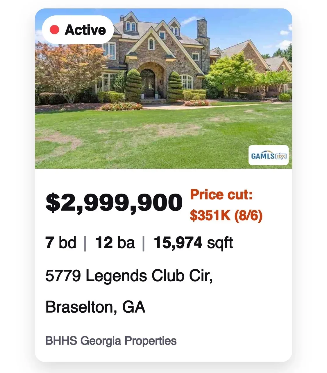 5779 Legends Club Circle, a 15,974 square foot European-inspired estate in the Legends section of Chateau Elan in Braselton Georgia