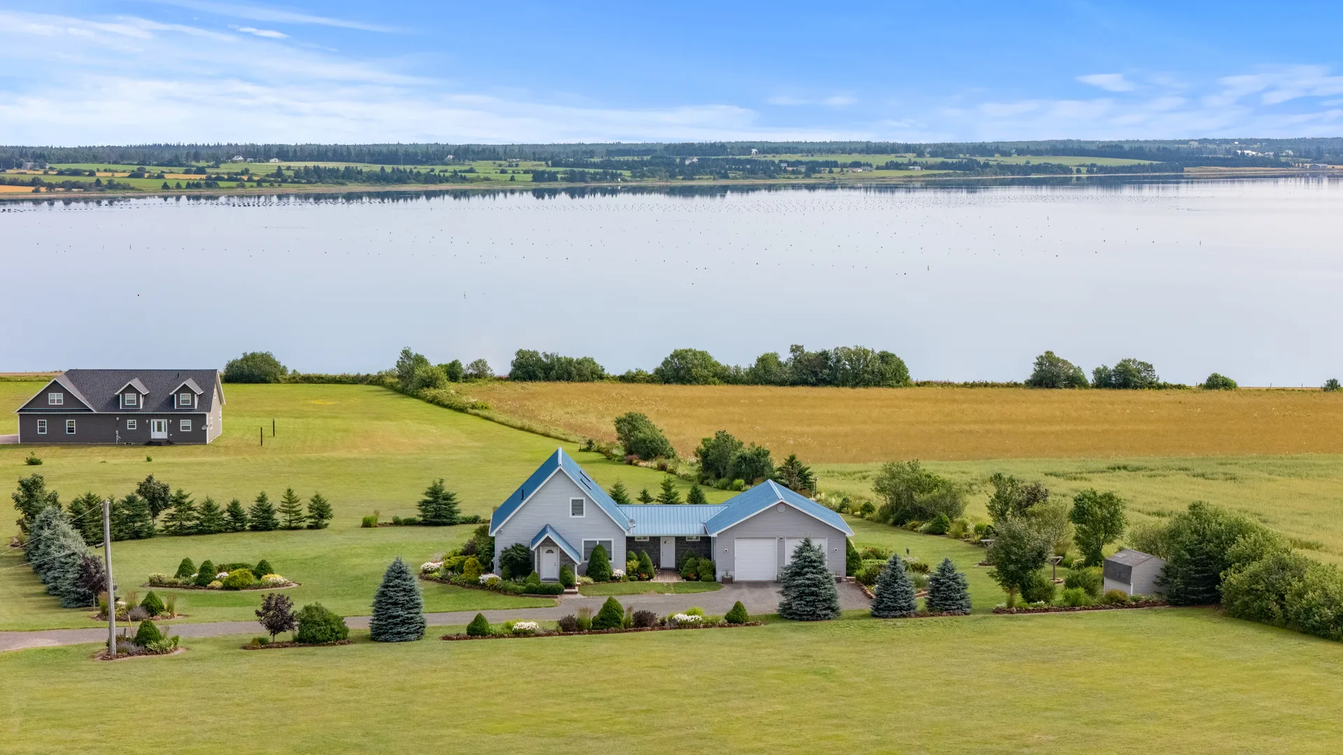 Drone aerial of home and surrounding acreage