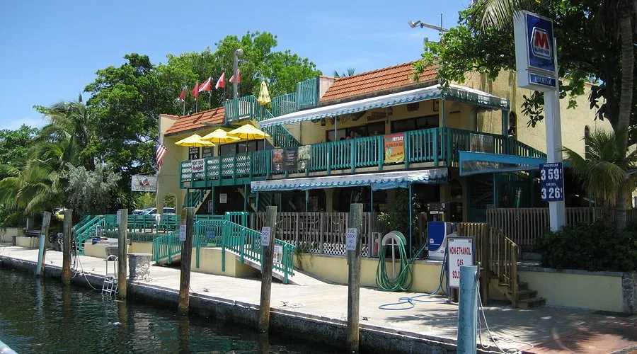 Sharkey's Waterfront Restaurant and Bar at Port Largo Canal in Key Largo Florida