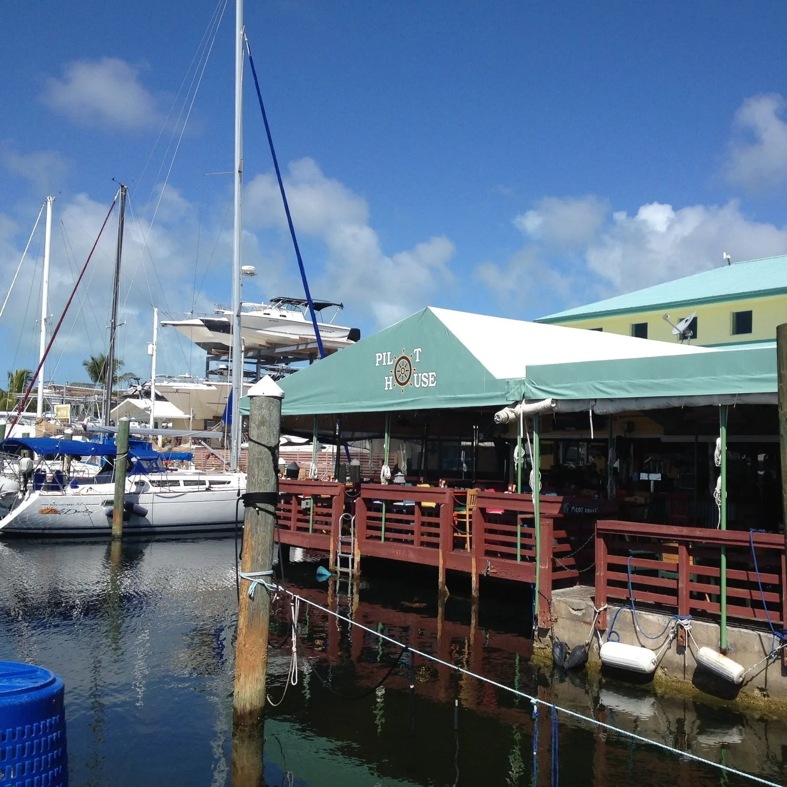 Pilot House Restaurant and Marina at Key Largo canal waterfront dining
