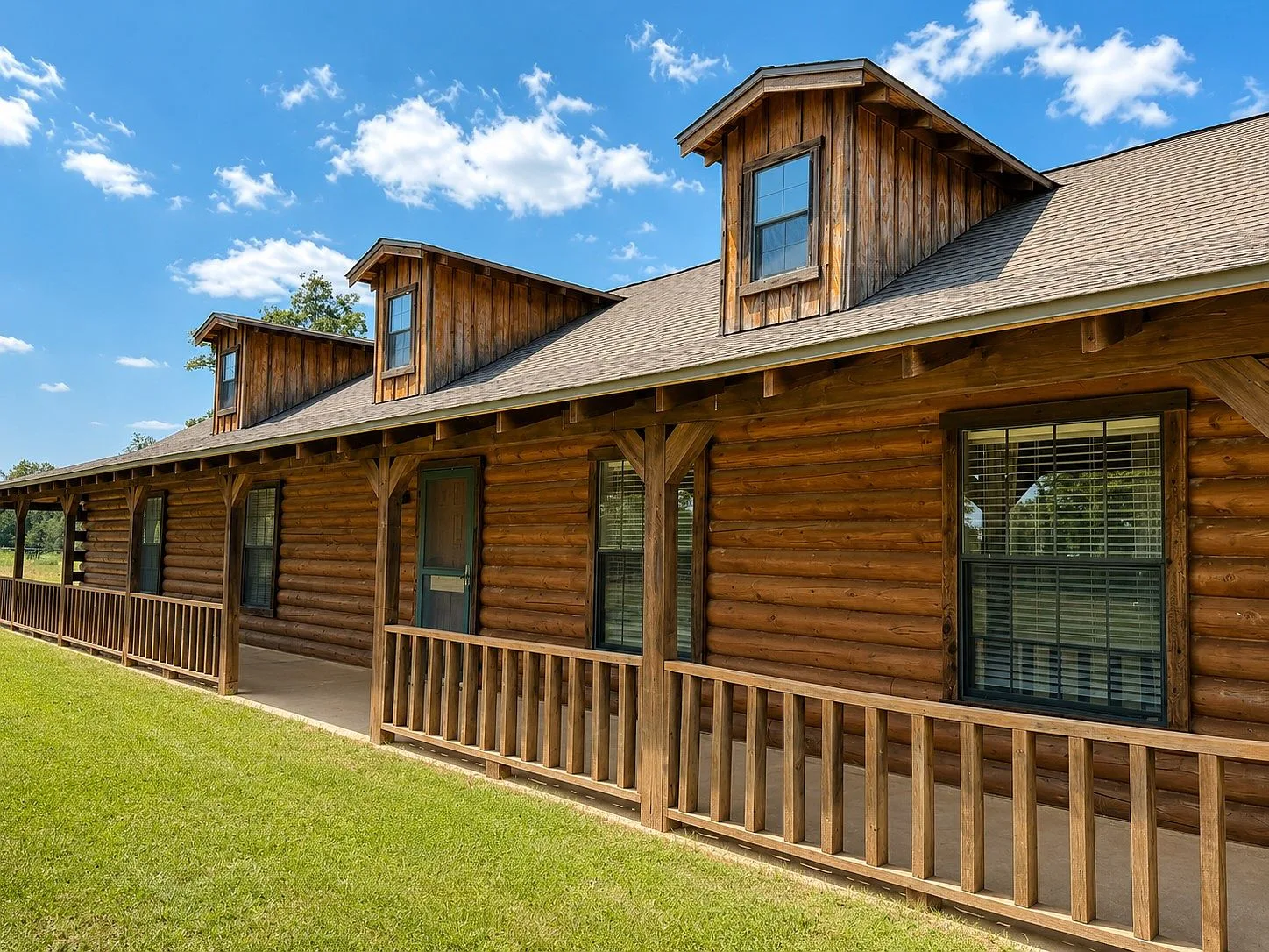 Side view showing wrap-around porch details