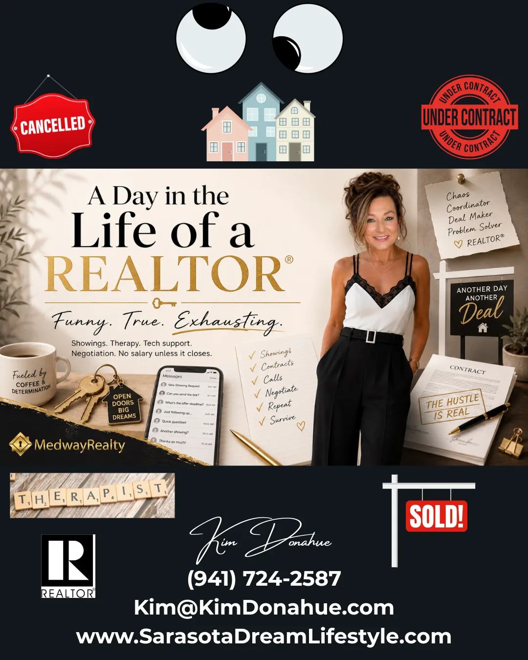 A Day in the Life of a REALTOR promotional graphic featuring Kim Donahue