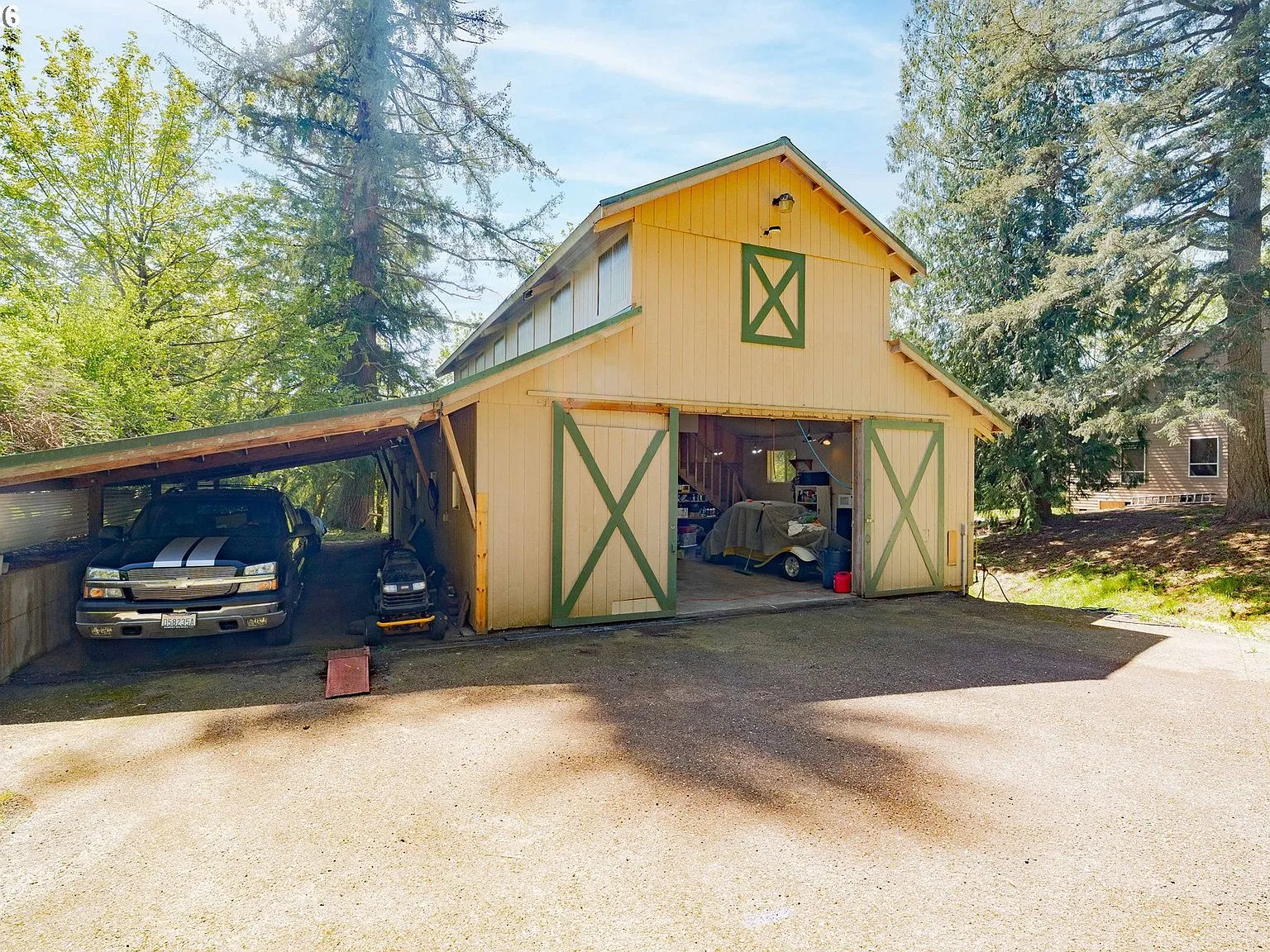 Two-story barn and workshop, timber and siding construction