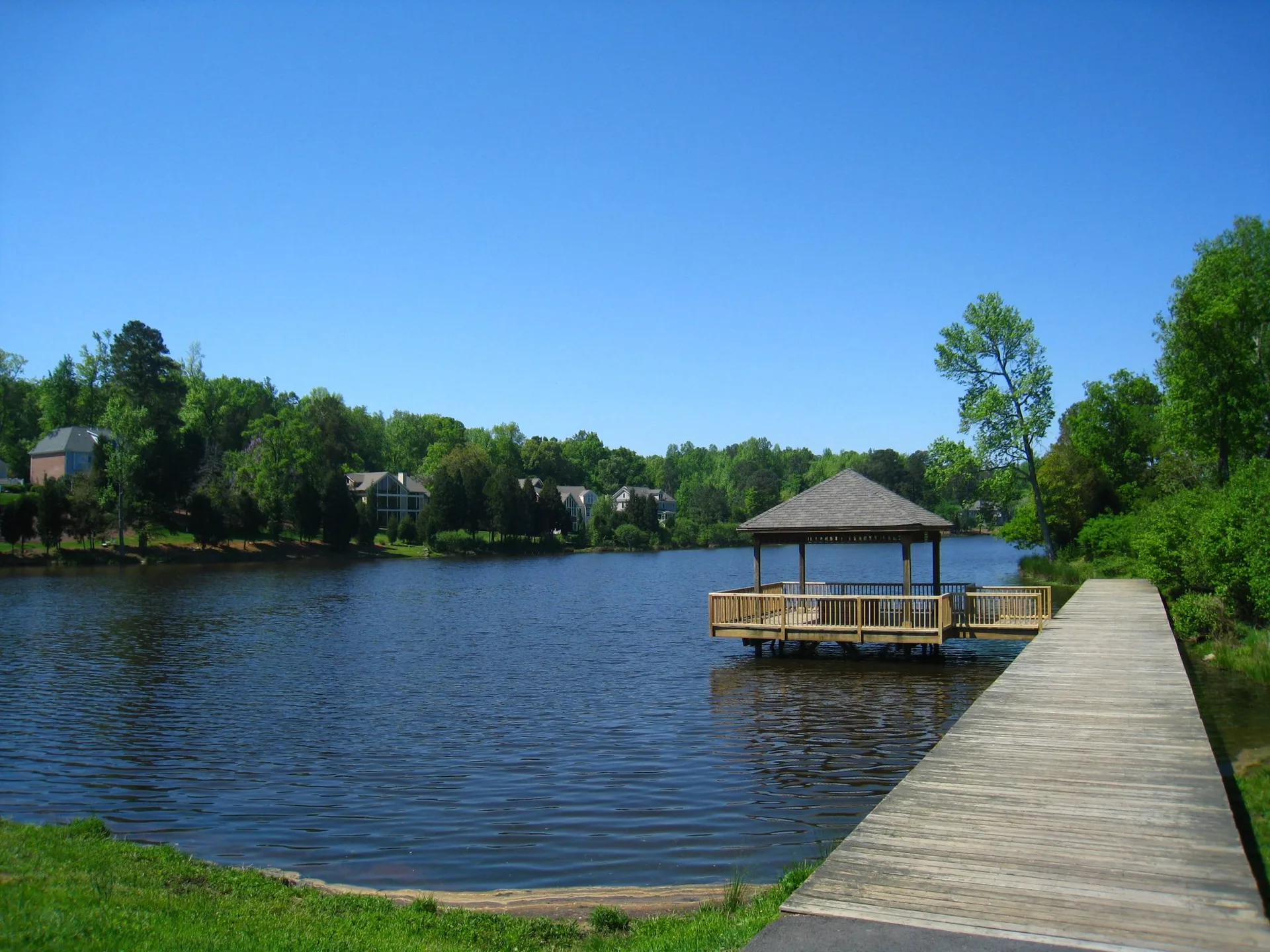 Lake Hogan Farms Community Lake Boardwalk and Gazebo Chapel Hill NC