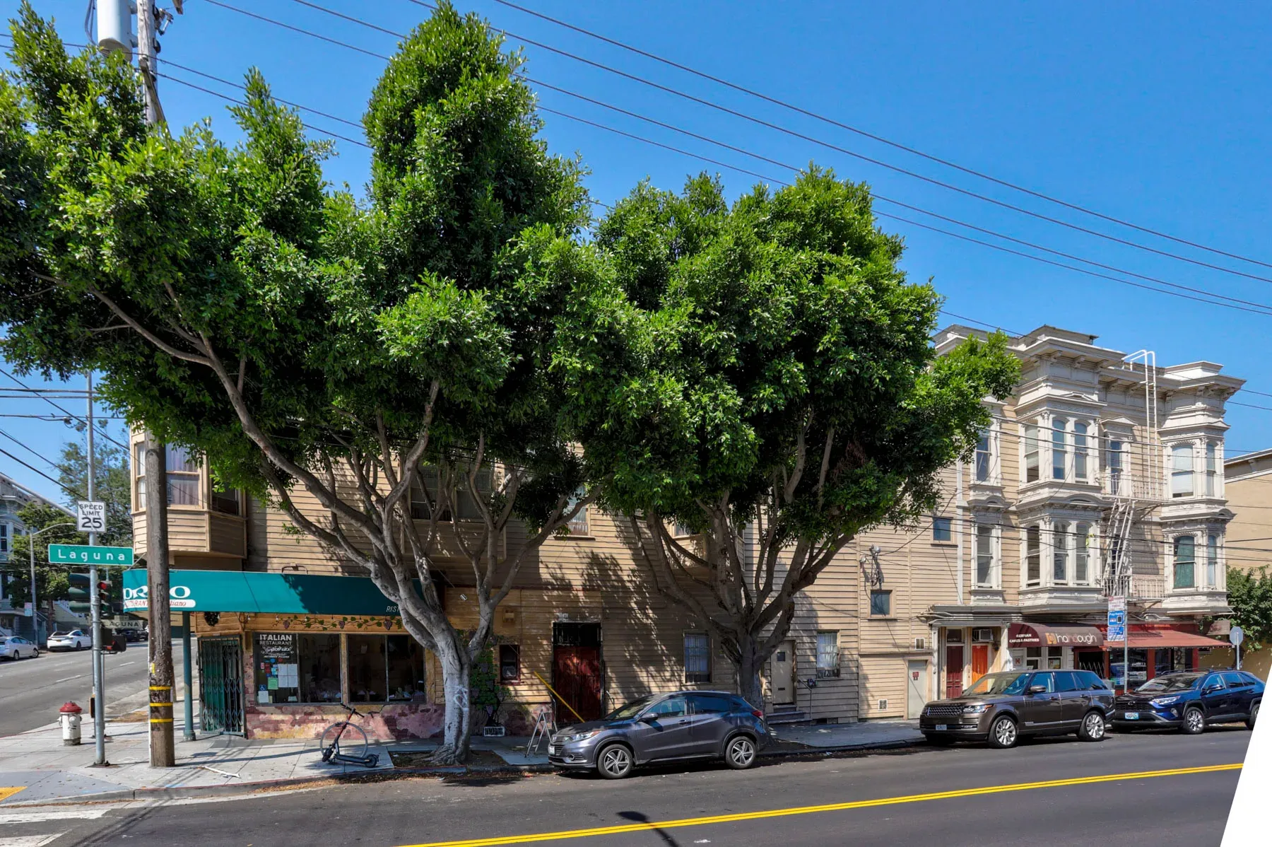 Two historic Victorian buildings side by side on Laguna Street