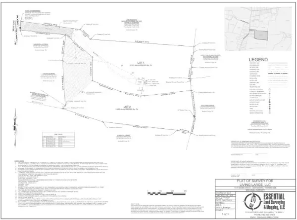 Land survey plat map showing lot boundaries for 1345 Webb Rd, Lewisburg TN