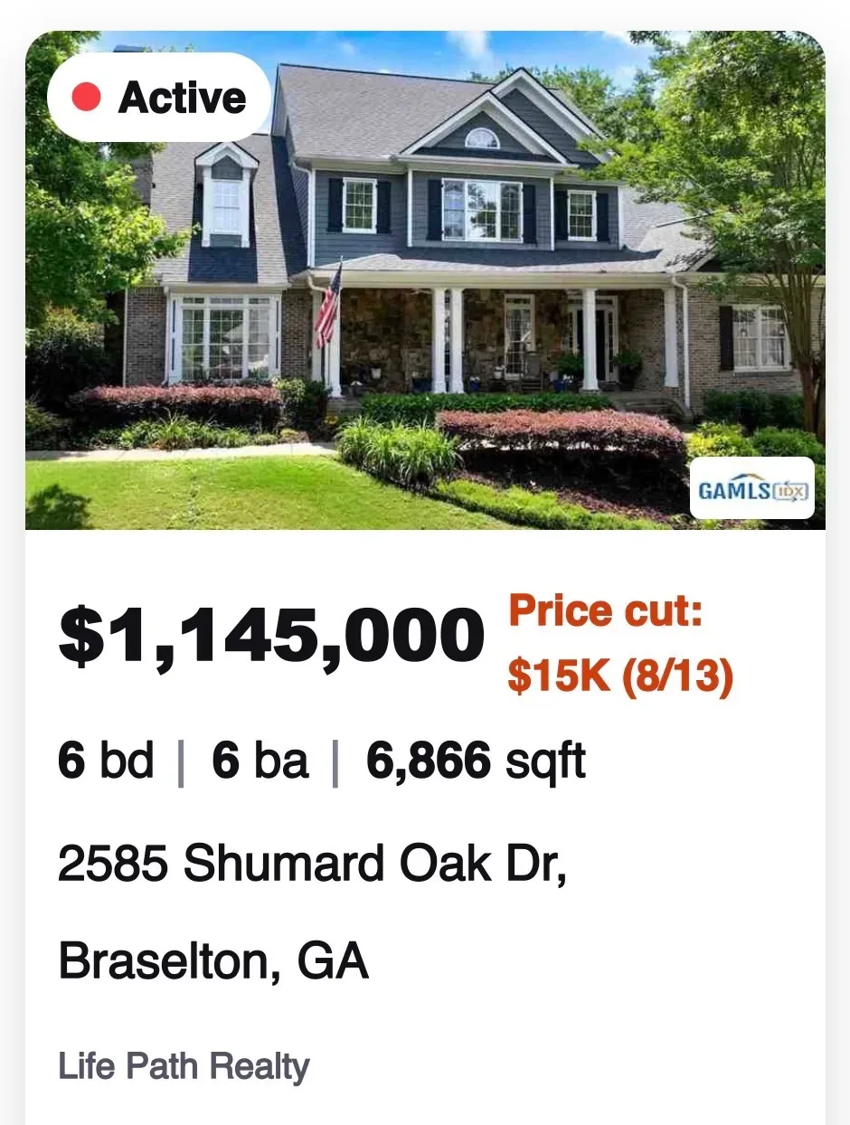 2585 Shumard Oak Dr, a traditional brick home in Chateau Elan, Braselton Georgia, now priced at $1,145,000