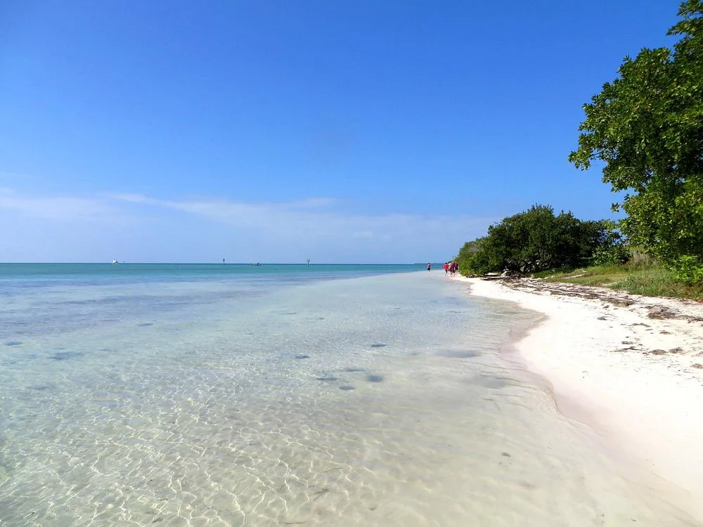 Anne's Beach in Islamorada, Florida Keys with calm shallow turquoise water and white sandy shoreline