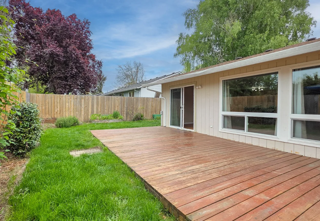 Backyard deck looking toward house