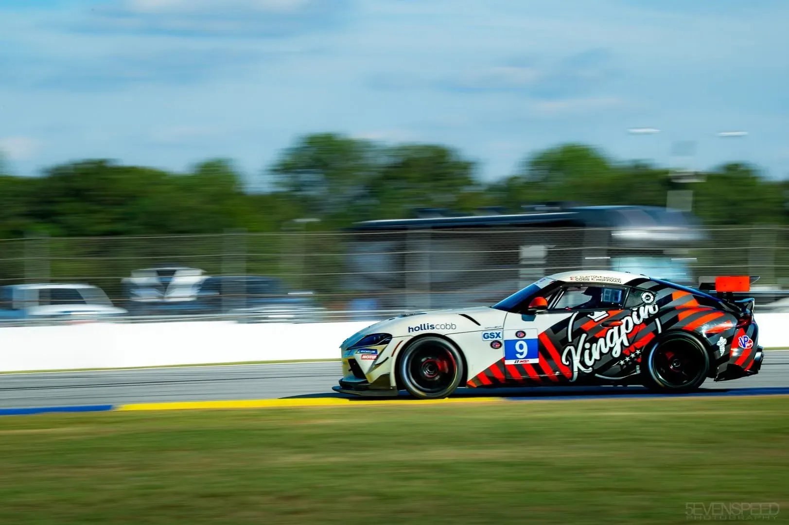 Professional race car on track at Road Atlanta near Braselton Georgia during a racing event