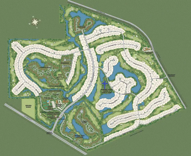 Mariner Sands Golf & Country Club community master plan map showing both Blue and Gold course layouts