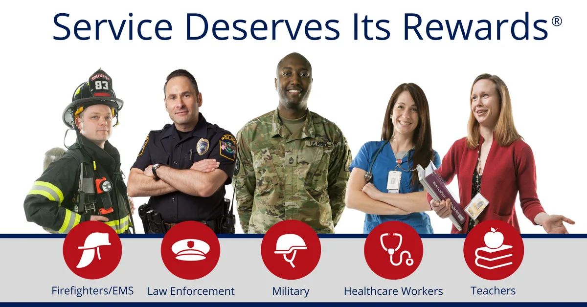 Homes for Heroes service rewards graphic showing hero categories and savings