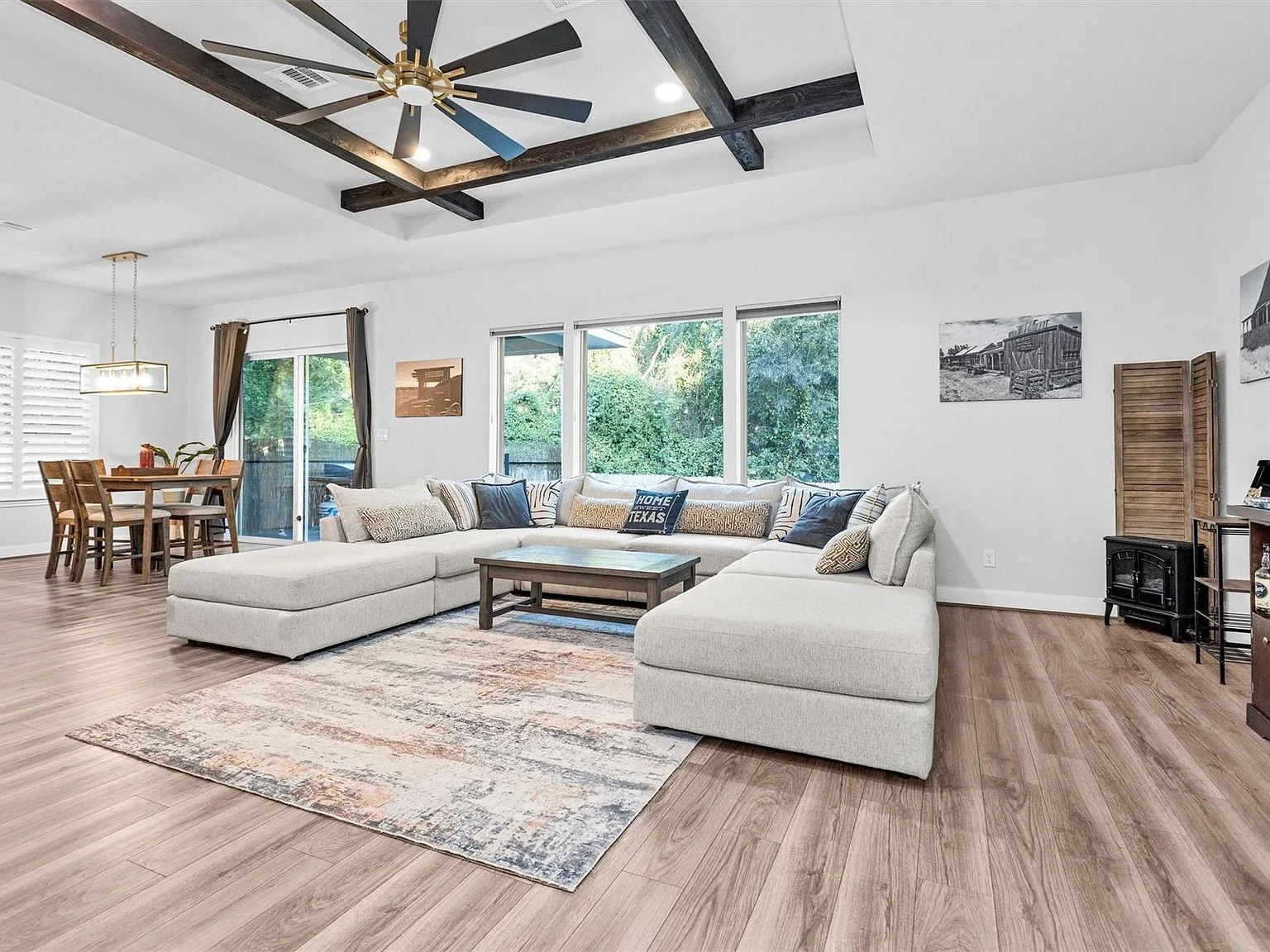 Open-concept living and dining area