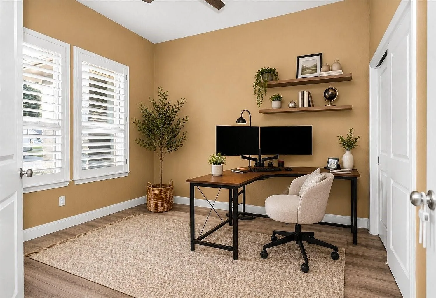 Secondary bedroom configured as home office