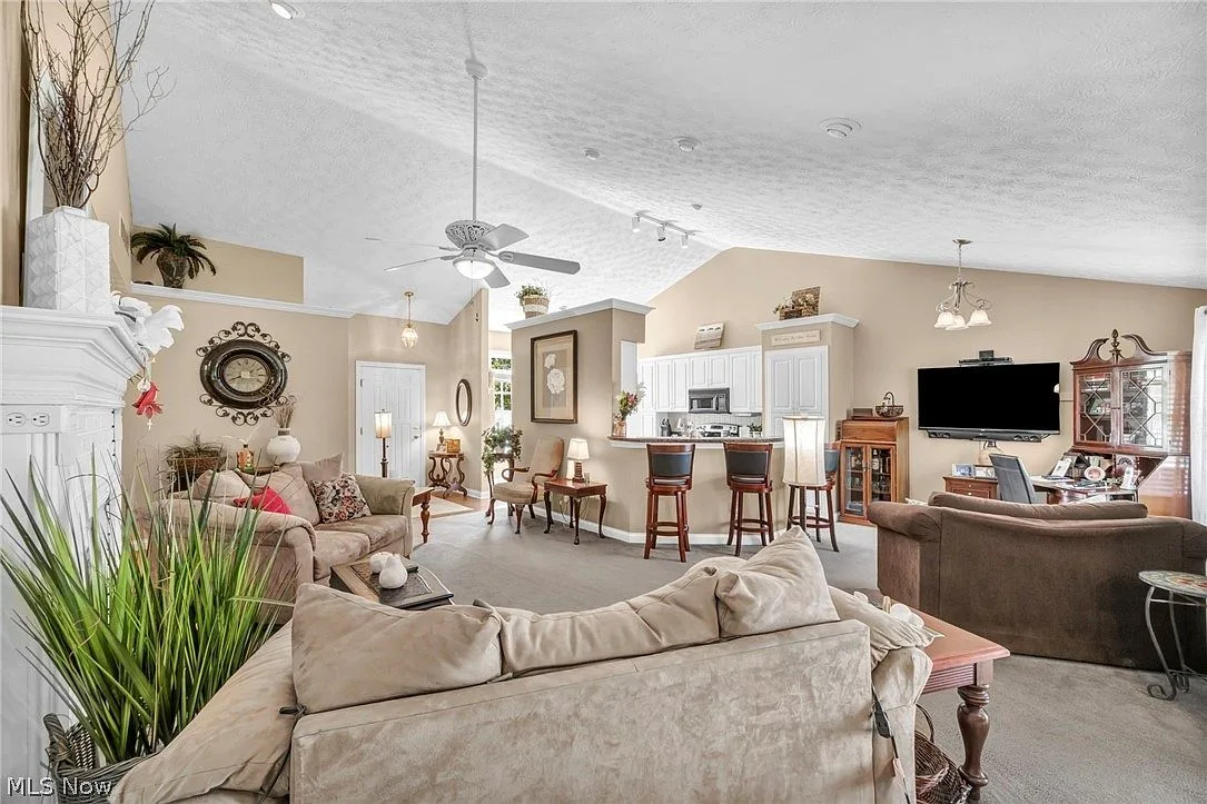Open-concept great room and kitchen area
