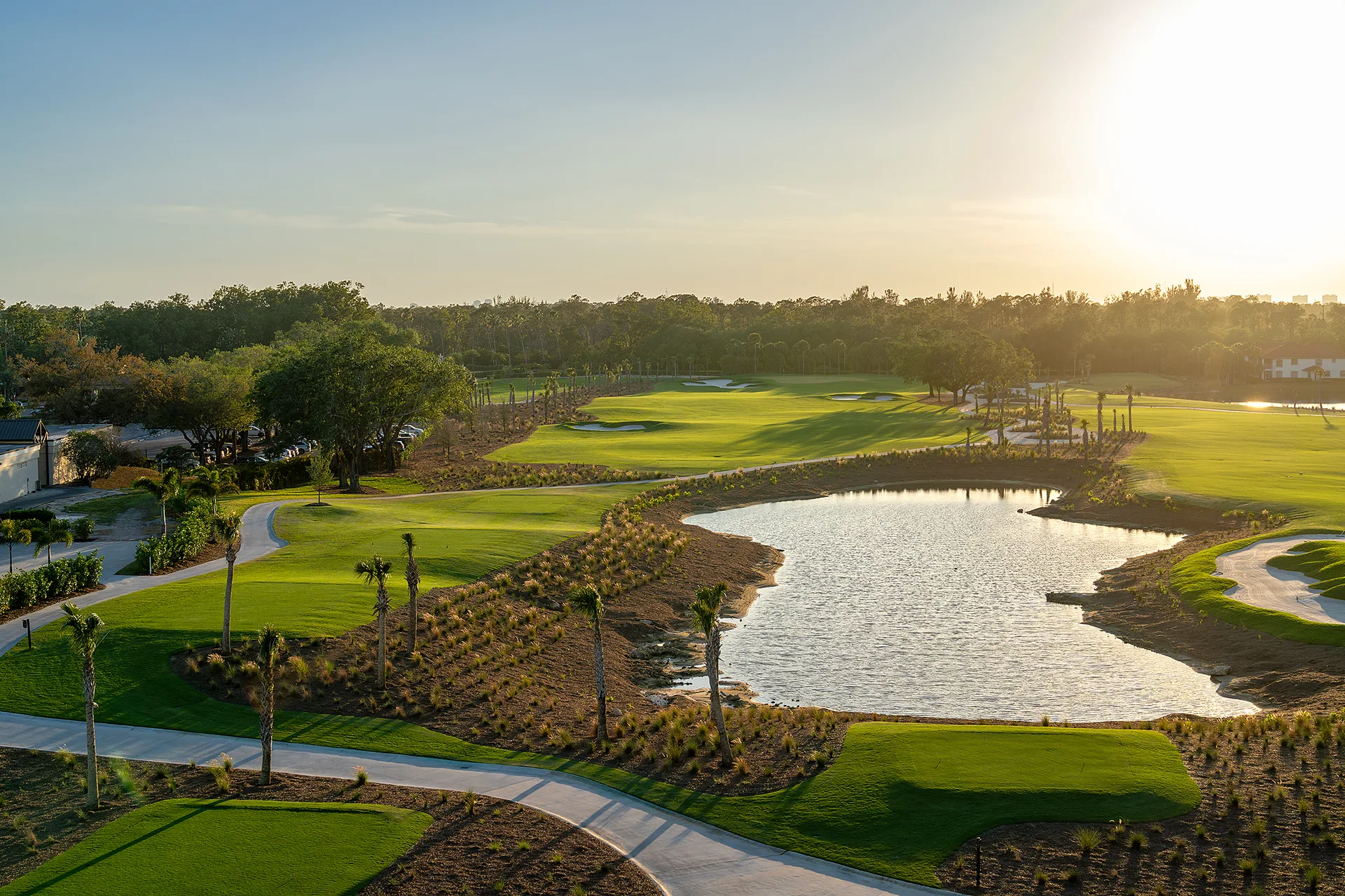 The Vineyards golf course with lake and palm trees Naples Florida