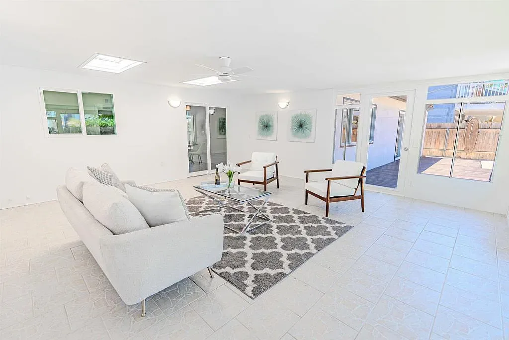 Stylish staged living room interior from a South Bay listing