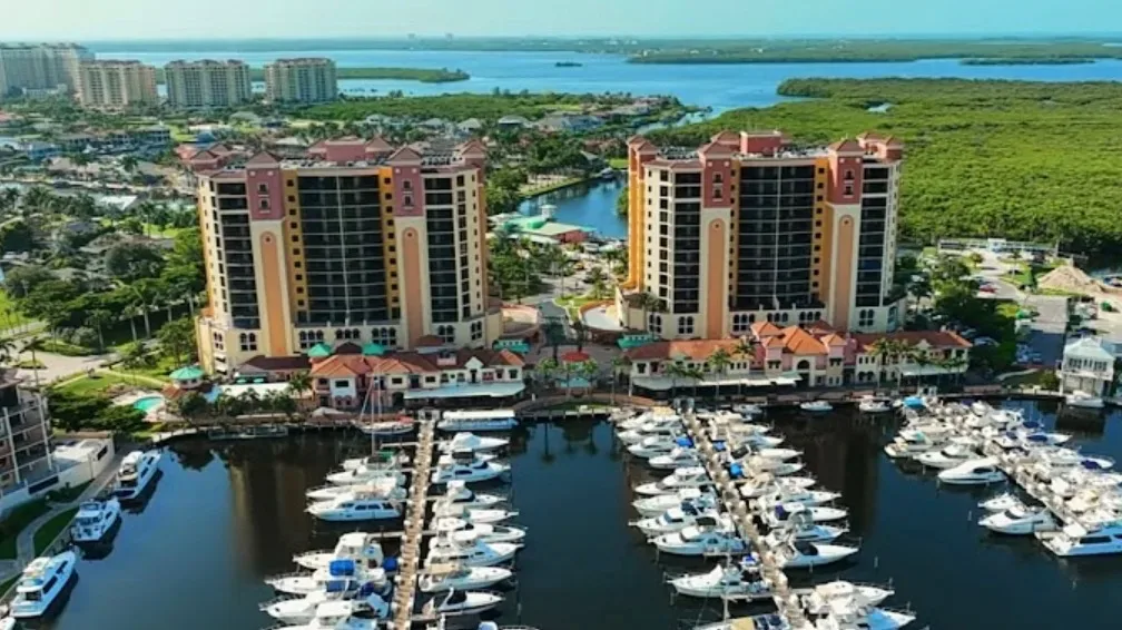 Waterfront towers and marina in Cape Coral, Florida