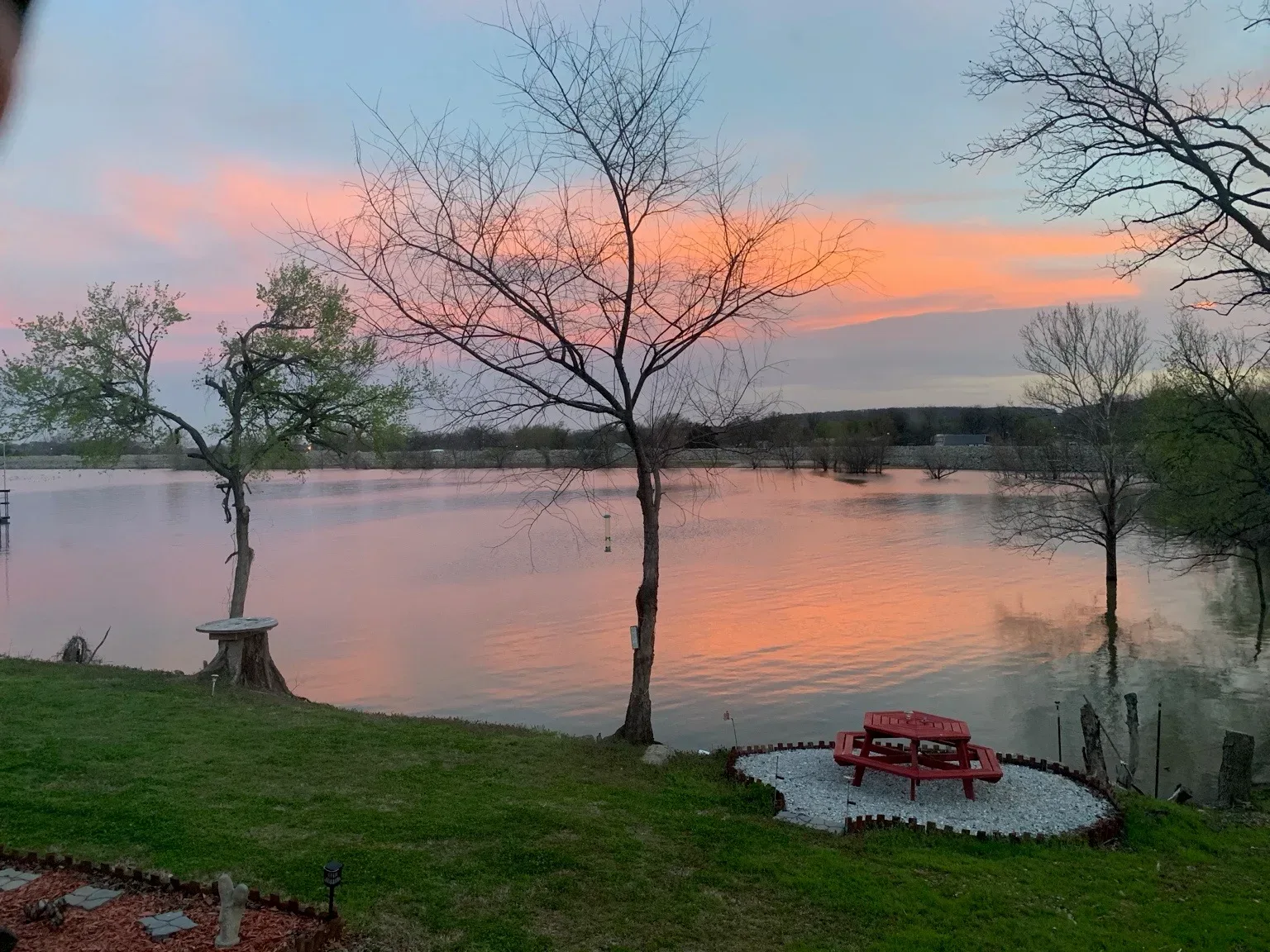 Backyard lake view on Lake Hudson