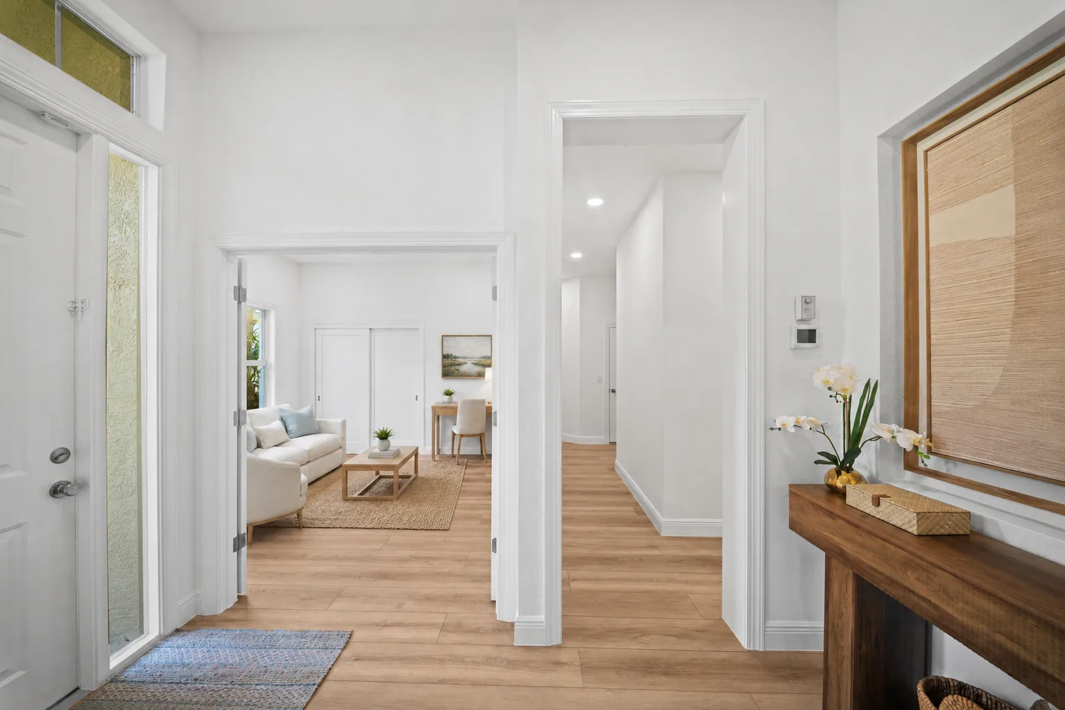 Office/Flexible Room : Virtually Staged. Shown virtually staged as one possible use of this flexible room, demonstrating how it could function comfortably as a home office or additional bedroom.
