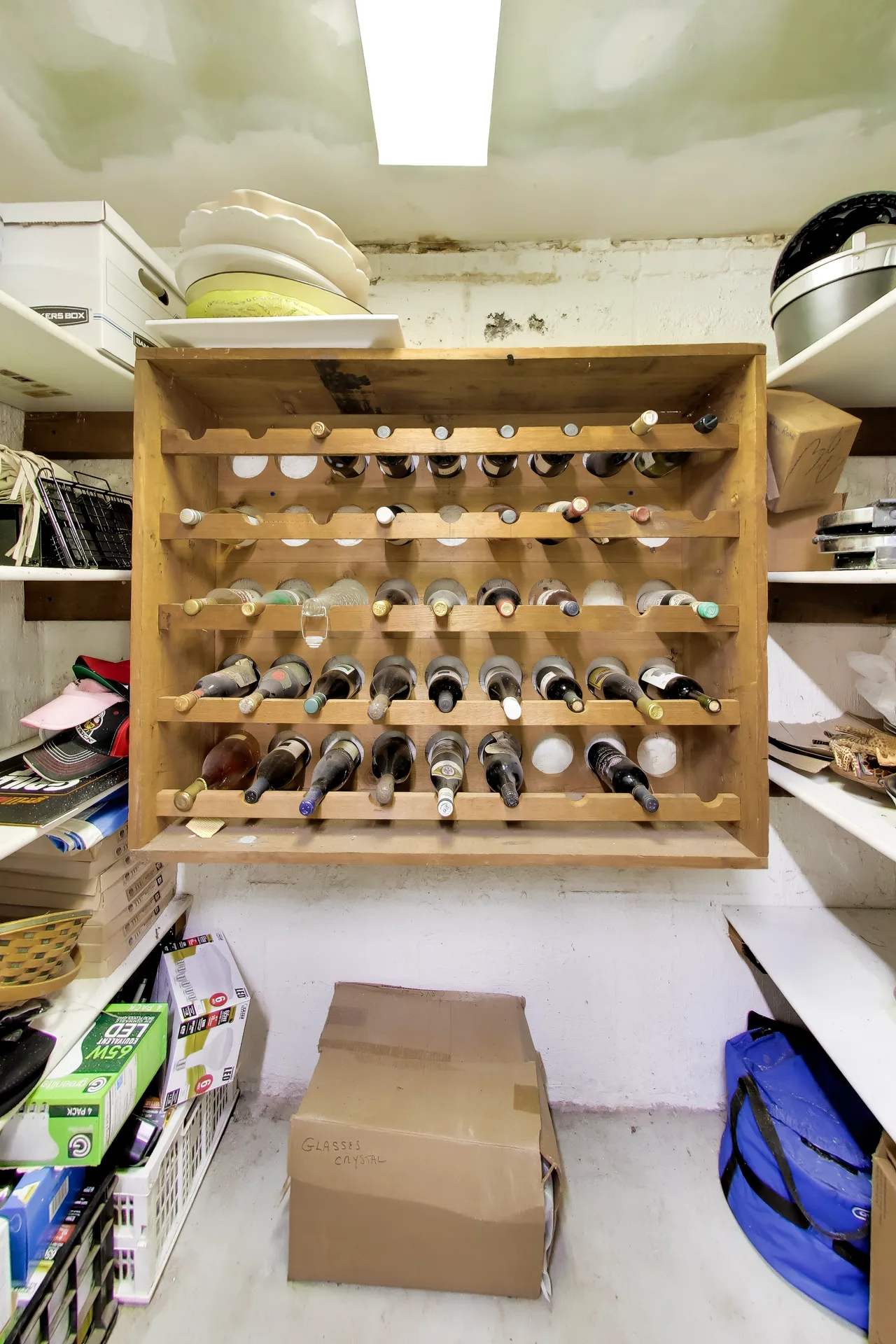 Wine rack storage room off the lower level