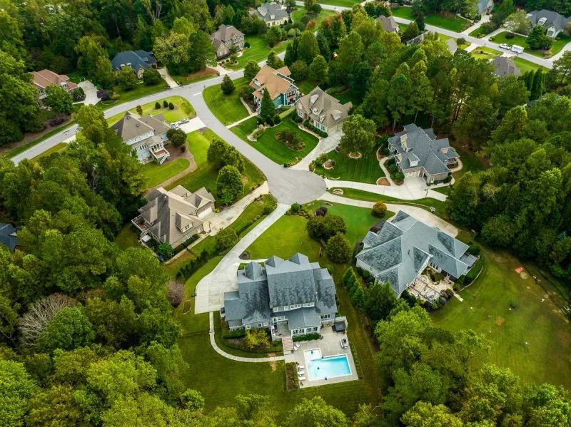 Charming suburban neighborhood in Wake County showing modern homes suitable for move-up buyers.