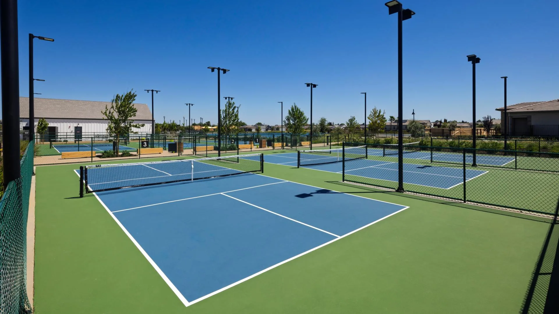 Pickleball courts at a Northern California 55+ resort community