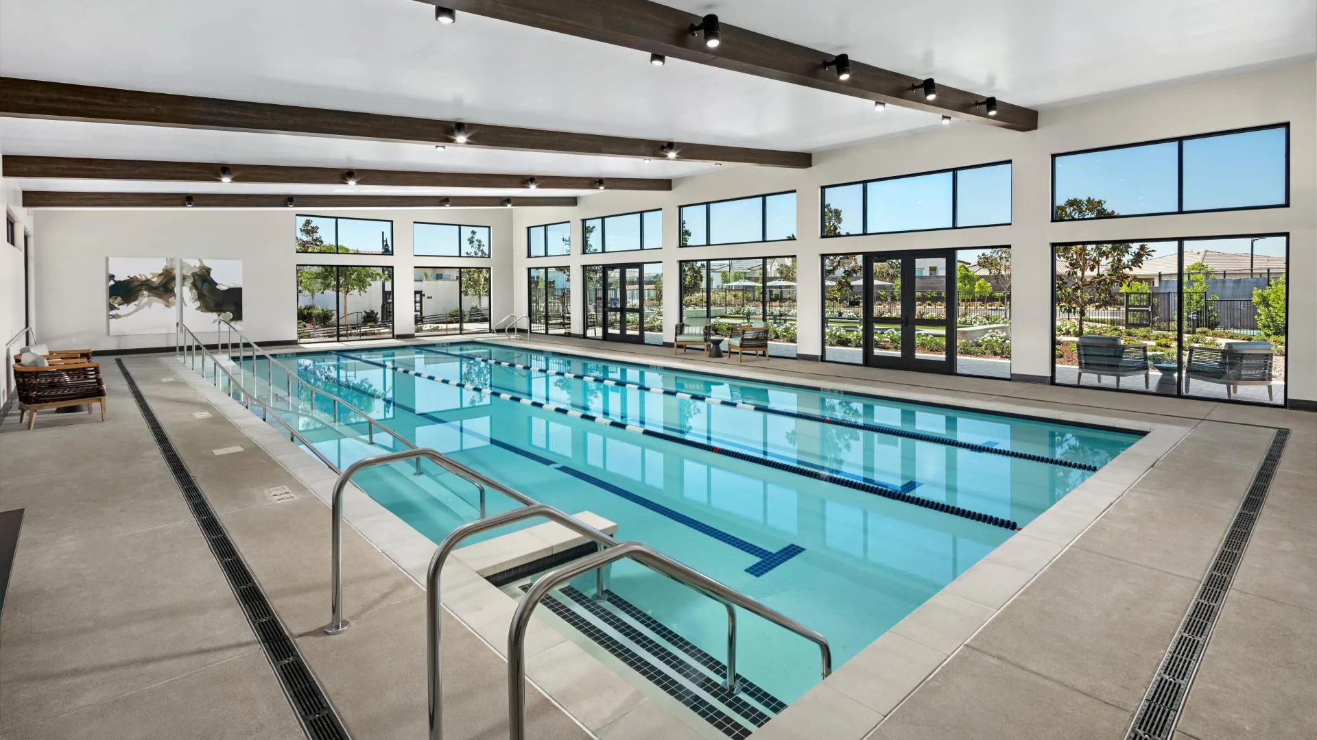 Indoor lap pool at Regency at Folsom Ranch in Folsom, California, part of the amenity package buyers evaluate alongside new and resale homes