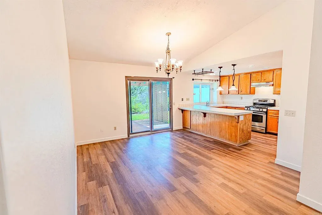 Open-plan dining and kitchen at 637 Redlands Pl